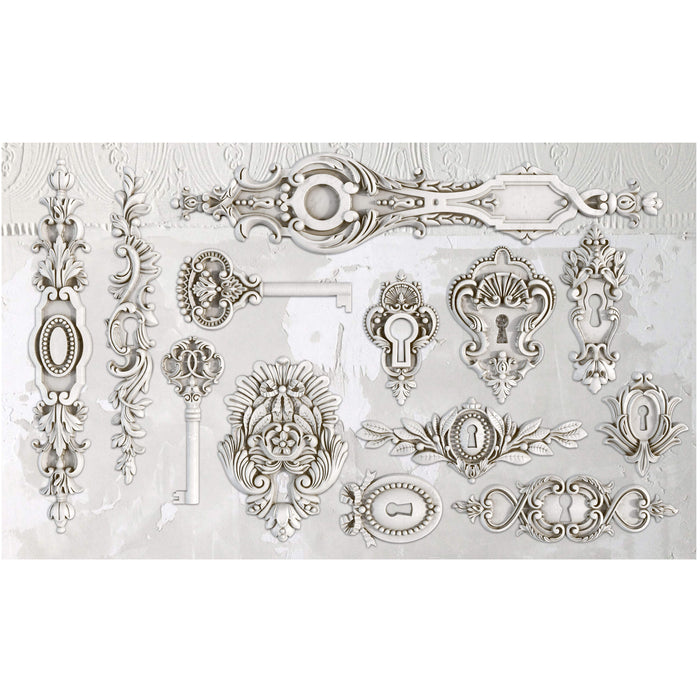 IOD Lock & Key Decor Mould by Iron Orchid Designs - 6x10 Silicone
