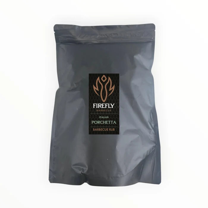 Black foil pouch of Italian Porchetta BBQ rub