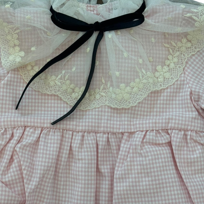 Jackie Pink/White Houndstooth Romper