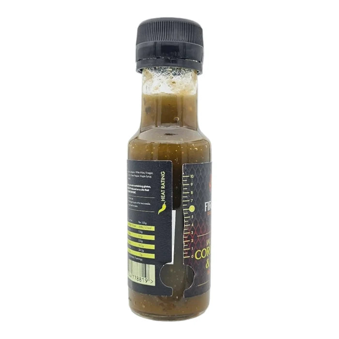 Back view of jalapeno coriander lime hot sauce bottle