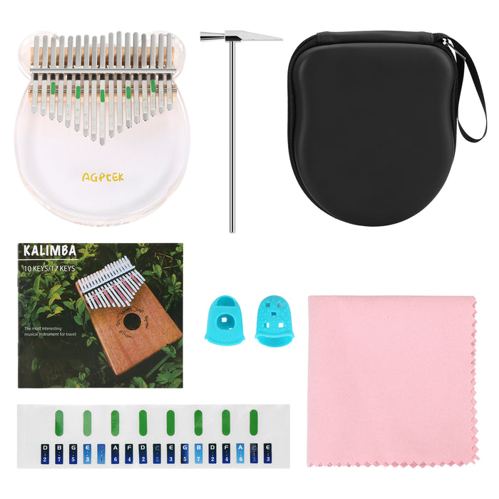 Kalimba 17 Keys Thumb Piano Transparent Acrylic Tuning Hammer Musical Instrument