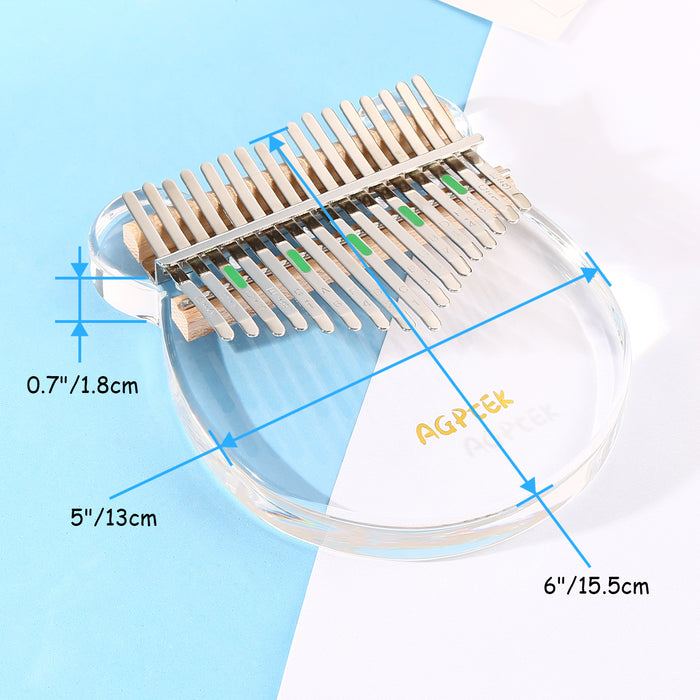 Kalimba 17 Keys Thumb Piano Transparent Acrylic Tuning Hammer Musical Instrument