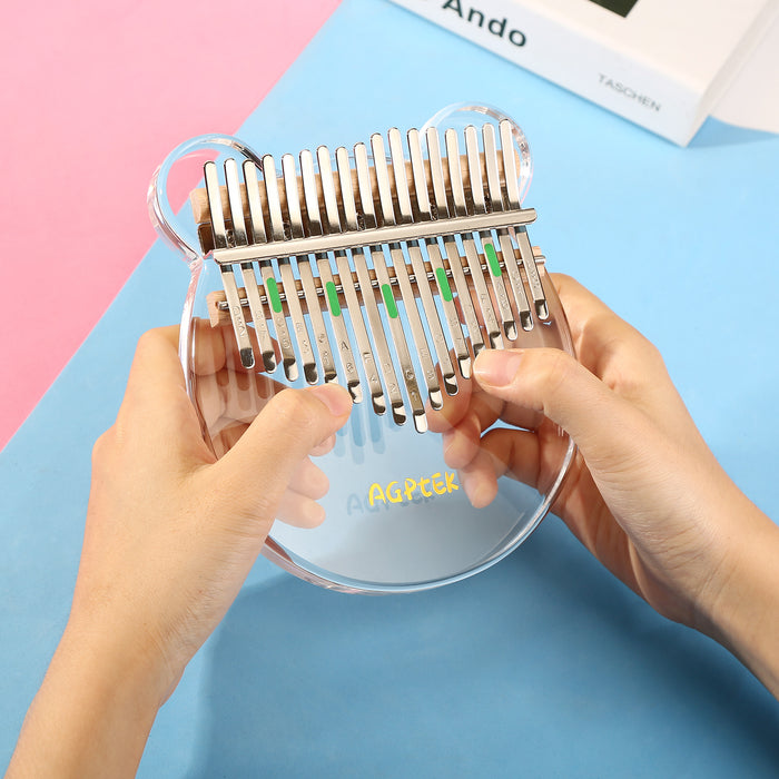Kalimba 17 Keys Thumb Piano Transparent Acrylic Tuning Hammer Musical Instrument
