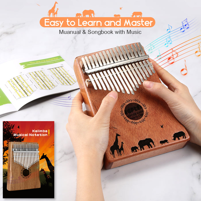 Kalimba 17 Keys Thumb Piano with Tuning Hammer for Beginners and Professionals
