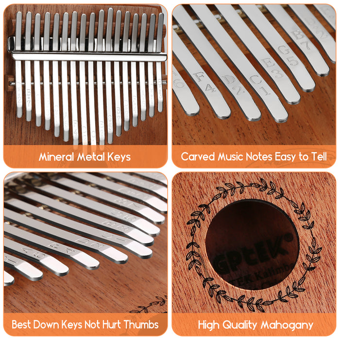Kalimba 17 Keys Thumb Piano with Tuning Hammer for Beginners and Professionals