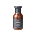 Barbecue sauce bottle with black label and logo