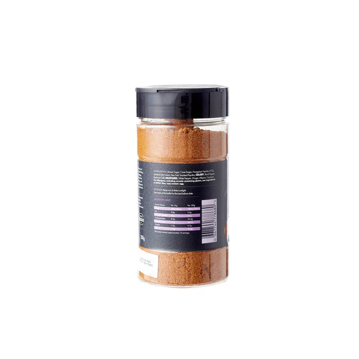 Nutritional information and barcode on Kansas BBQ Rub - Sweet & Smoky bottle. Seasoning blend for BBQ meats and grilling recipes.