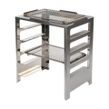 Stainless steel outdoor grill rack with adjustable height shelves
