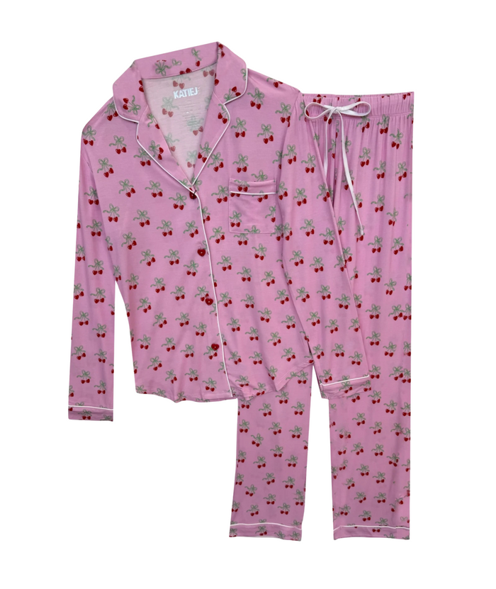 Katie J NYC Juniors Cherry Bows Maia Pants PJ Set Accessories Katie J NYC