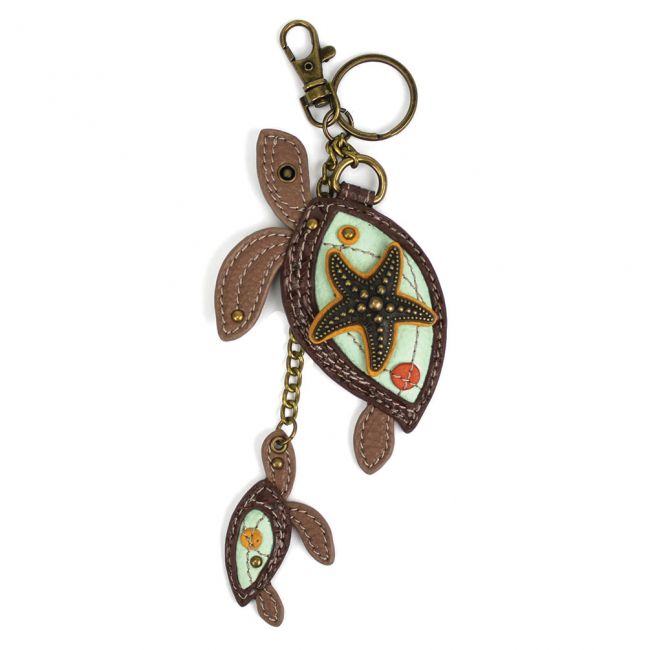 Key Fob Coin Purse Two Turtles