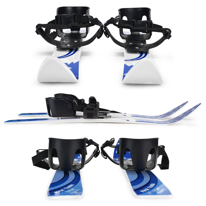 Kids Beginner Ski Boards & Poles, ODOLAND Low-Resistant Ski Boards for Age 4 and Under, Snowflake
