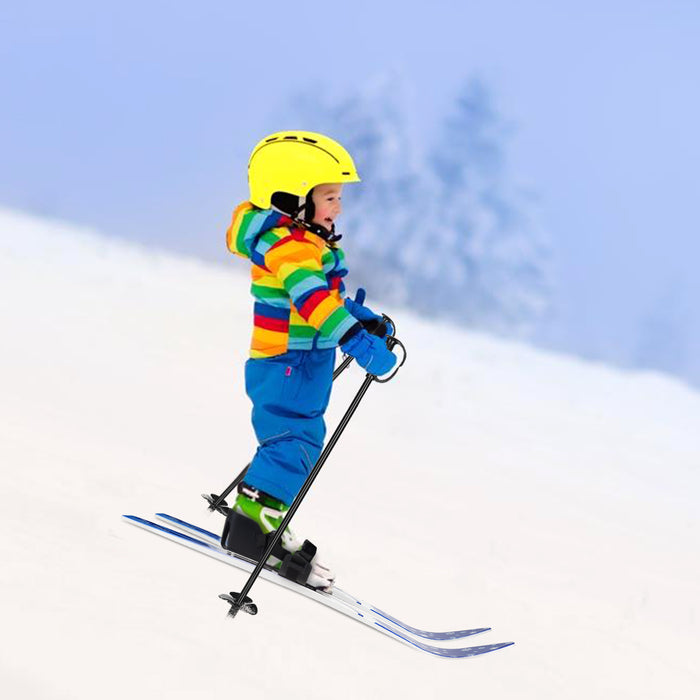 Kids Beginner Ski Boards & Poles, ODOLAND Low-Resistant Ski Boards for Age 4 and Under, Snowflake