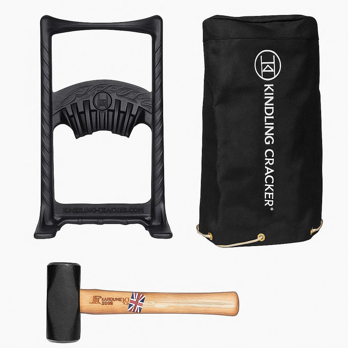 Kindling Cracker bundle with log splitter and carrying bag for wood splitting