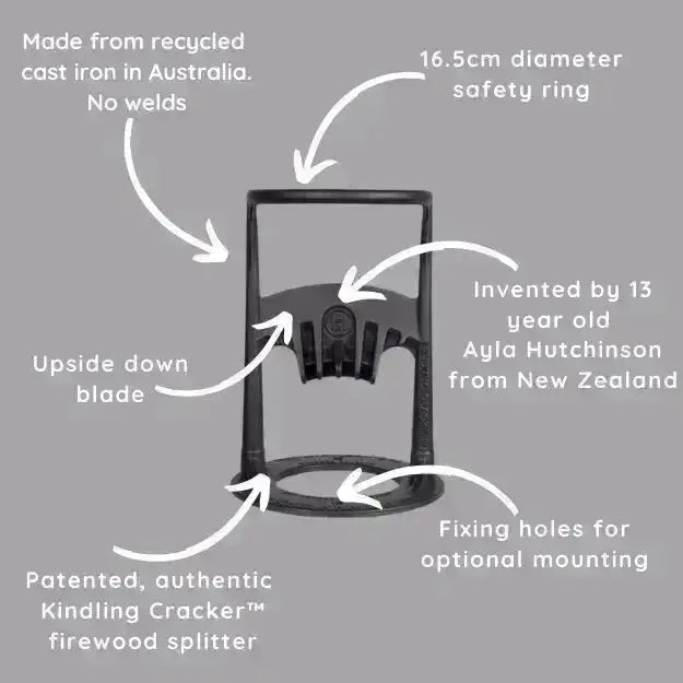 Recycled cast iron Kindling Cracker with safety ring