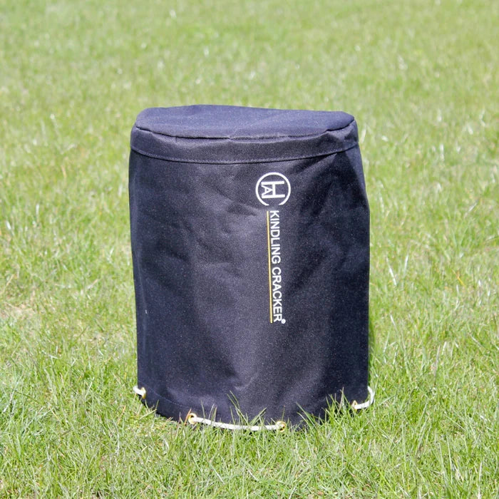 Portable black Kindling Cracker Cover for outdoor storage