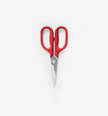 Misen kitchen shears with red handles and stainless steel blades