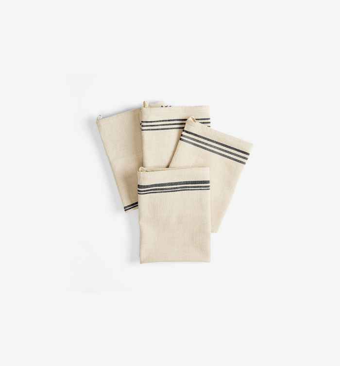 Extra-Large Black Cotton Kitchen Towels (4-pack)