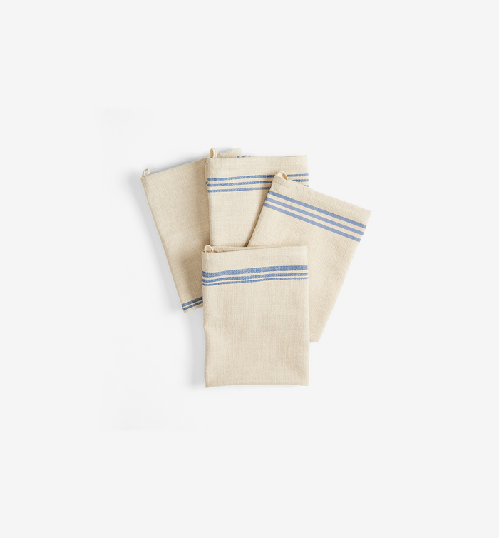 Blue cotton kitchen towels (4-pack)