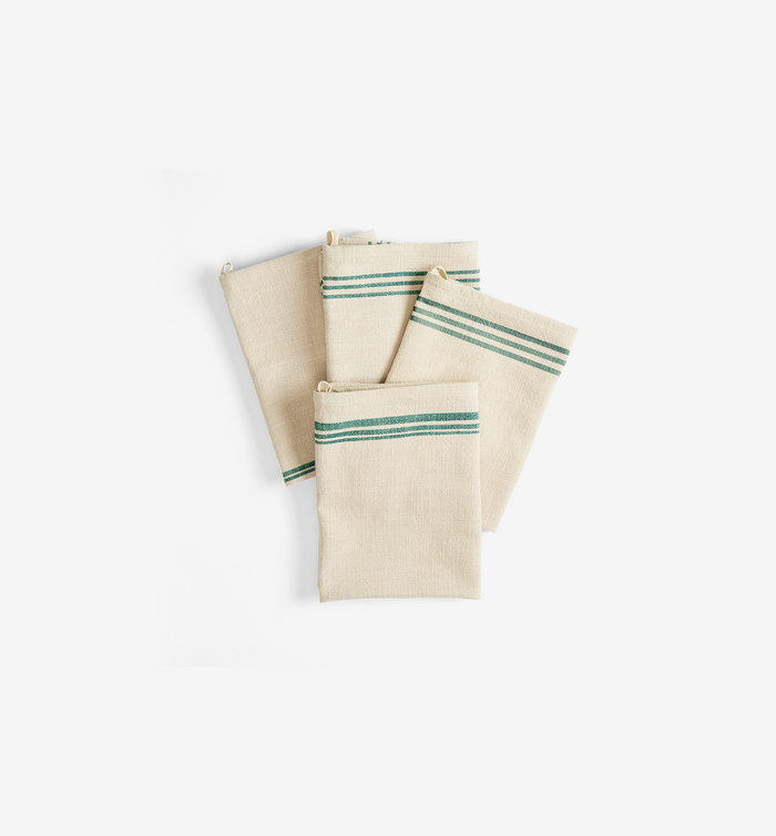 Extra-large green cotton kitchen towels (4-pack)