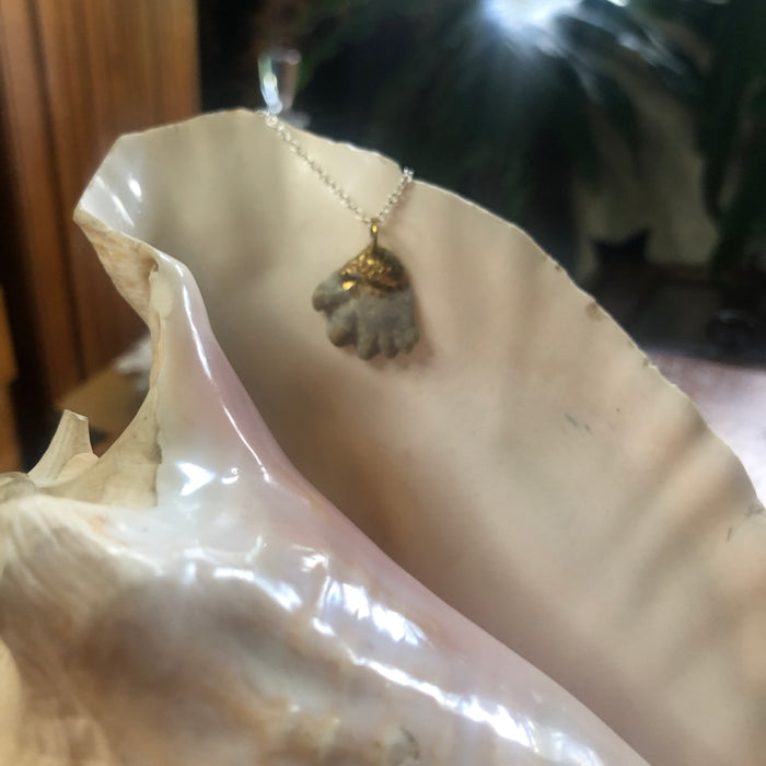 Kitten's Paw Artisan Made Pendant Handcrafted Sea Shell Necklace 1 in x 1 in