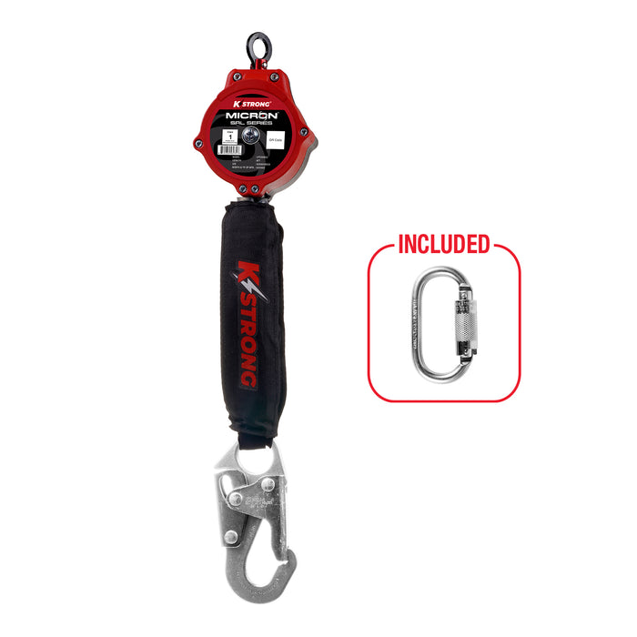 KStrong® Micron™ 6 ft. Class 1 Personal SRL-P with Snap Hook (ANSI) – Installation Carabiner Included