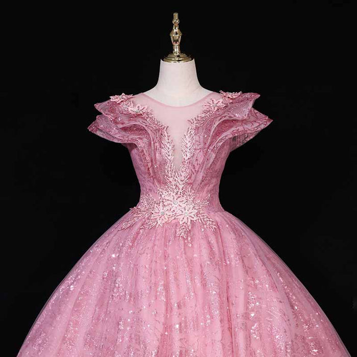 Lace Beading Quinceanera Sweet Party Dress Prom Gala Evening Pageant Ball Gown