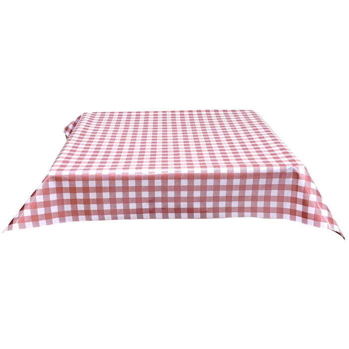 freckled sage large gingham metallic pink oilcloth tablecloth with a simple hem