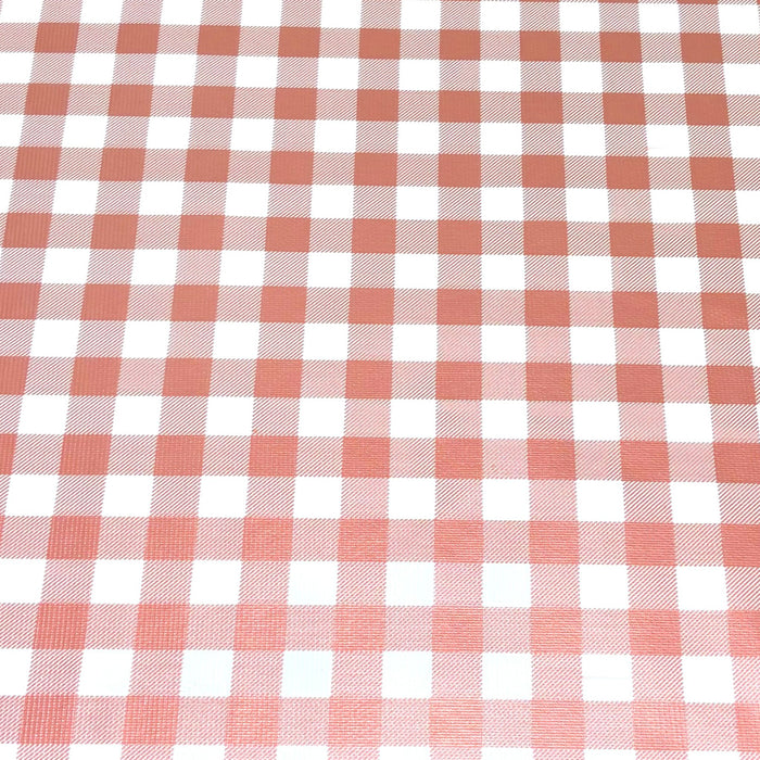 freckled sage large gingham metallic pink oilcloth swatch