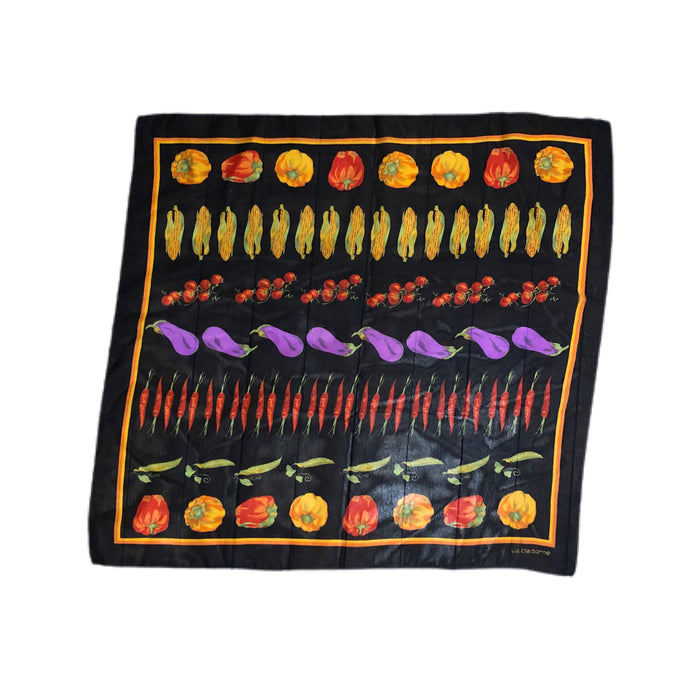 Liz Claiborne Vegetable Print Scarf Garden Motif