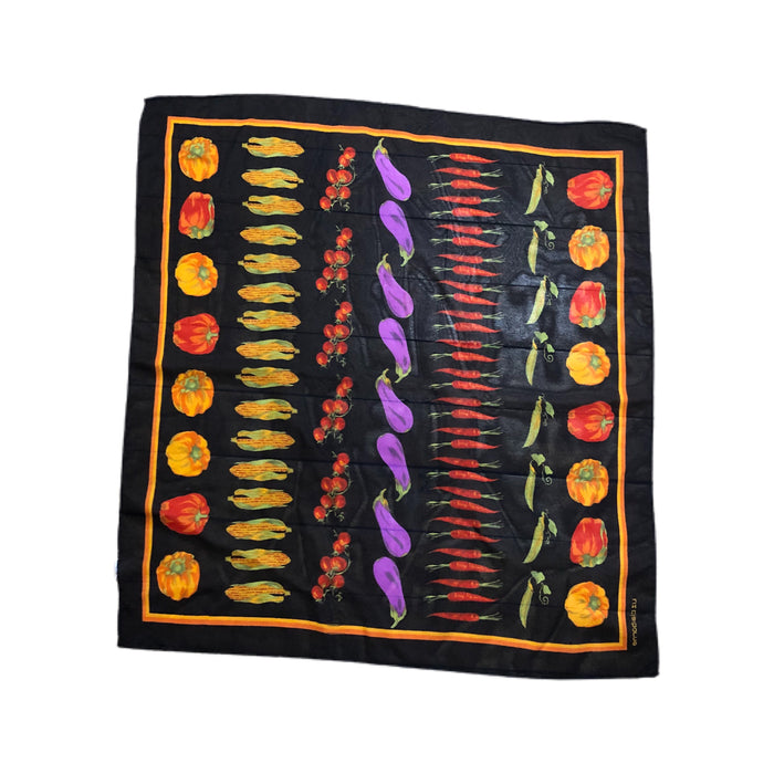 Liz Claiborne Vegetable Print Scarf Garden Motif