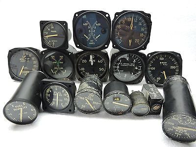 Lot of 15 US Military Aircraft Instruments: VSI, Manifold, Oil, Fuel, BMEP, etc.