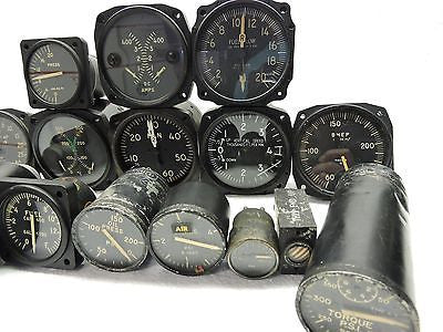 Lot of 15 US Military Aircraft Instruments: VSI, Manifold, Oil, Fuel, BMEP, etc.