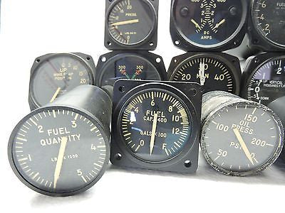 Lot of 15 US Military Aircraft Instruments: VSI, Manifold, Oil, Fuel, BMEP, etc.