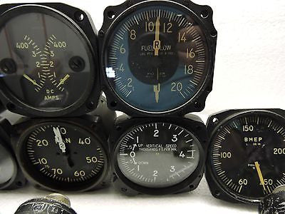 Lot of 15 US Military Aircraft Instruments: VSI, Manifold, Oil, Fuel, BMEP, etc.