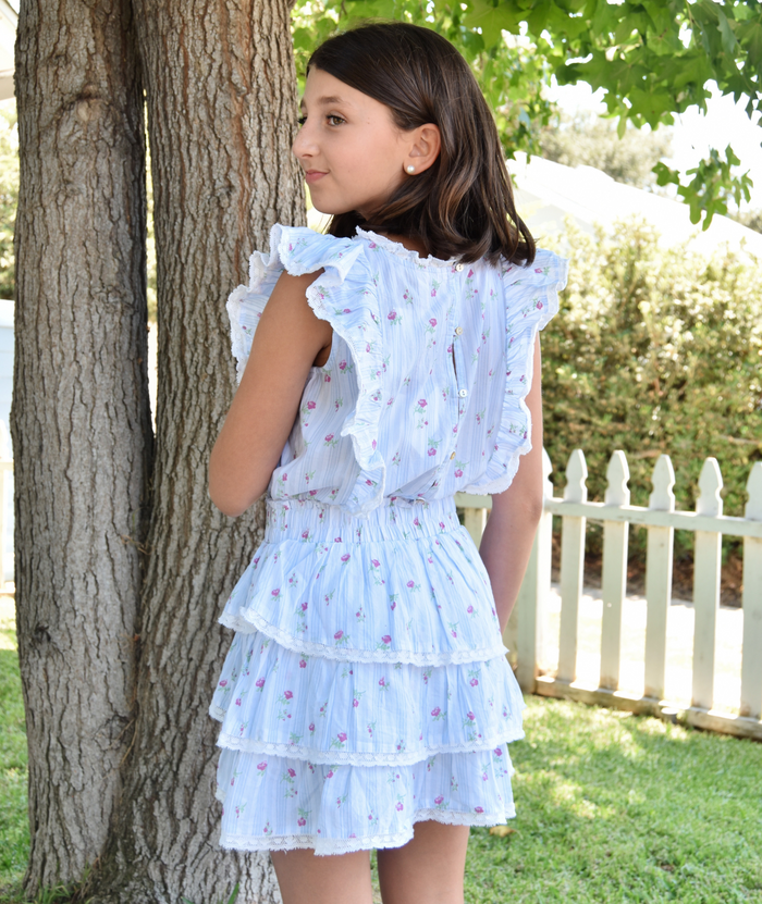 Love Shack Fancy Girls Decker Dress Coastline Blue Distressed/seasonal girls Love Shack Fancy