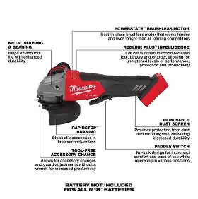 M18 FUEL 18V Lithium-Ion Brushless Cordless 4-1/2 in./5 in. Grinder w/Paddle Switch (Tool-Only)
