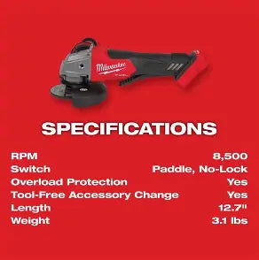 M18 FUEL 18V Lithium-Ion Brushless Cordless 4-1/2 in./5 in. Grinder w/Paddle Switch (Tool-Only)