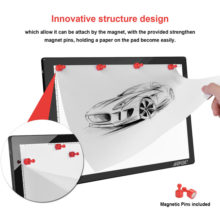Magnetic LED Artcraft Tracing Light Pad A4 size Lightbox Tatoo Pad Sketching Designing