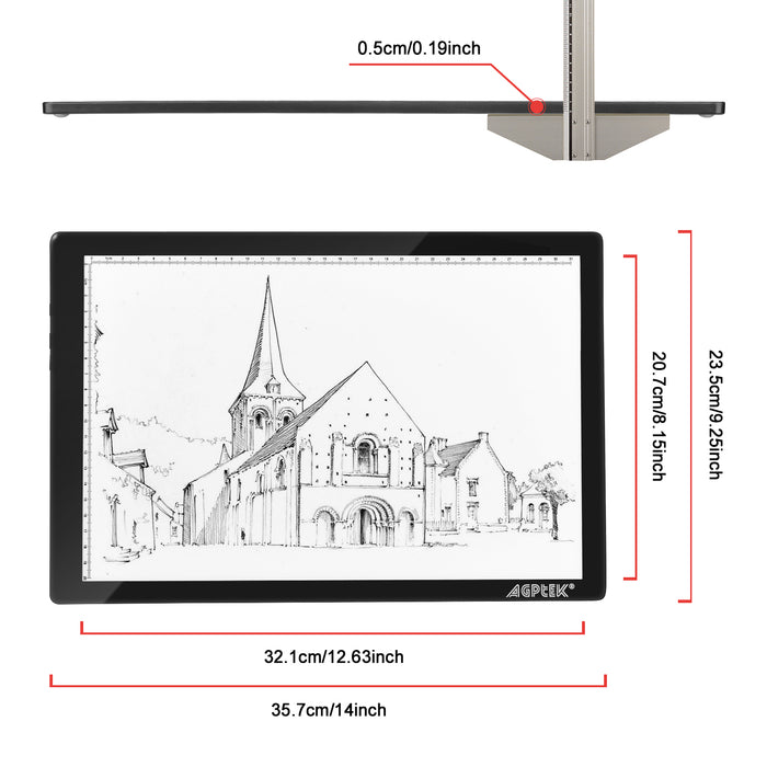 Magnetic LED Artcraft Tracing Light Pad A4 size Lightbox Tatoo Pad Sketching Designing