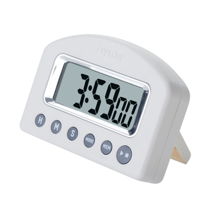 White memory timer with a large digital display and H M S MEM MODE buttons.