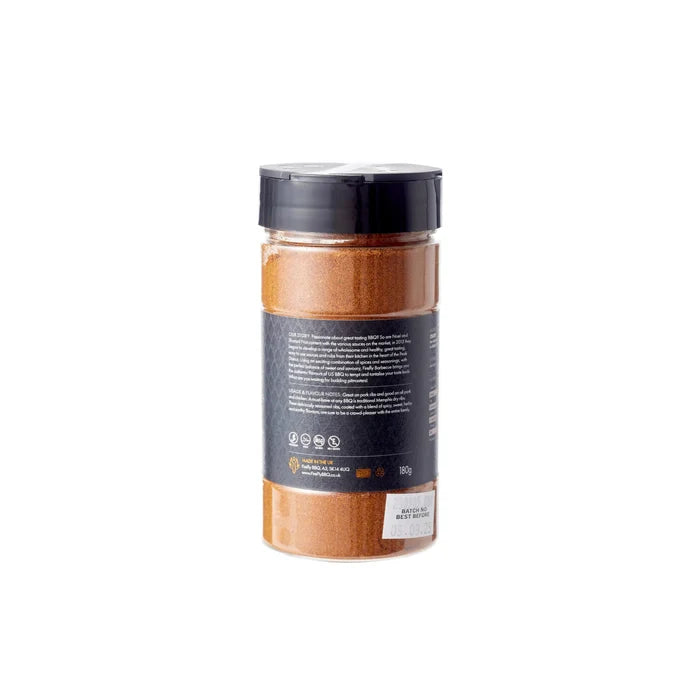 Memphis Dry BBQ Rub jar with black lid