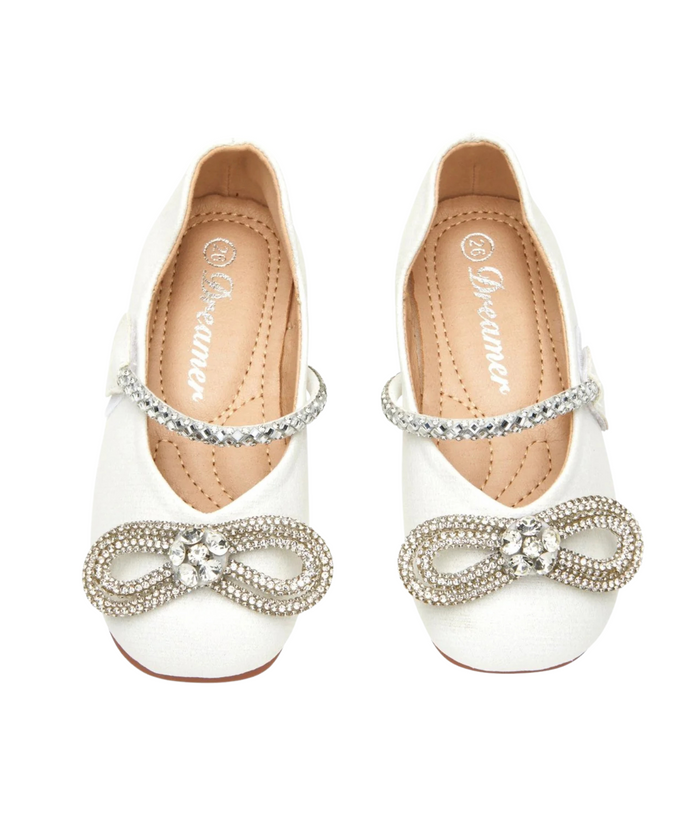 Mini Dreamers Girls Chloe Ivory Ballet Flats Distressed/seasonal accessories Mini Dreamers Ivory Shoes/33