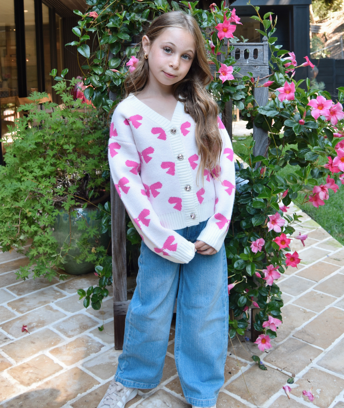 Mini Dreamers Girls Maya Bow Cardigan Distressed/seasonal girls Mini Dreamers