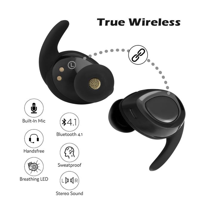Mini Wireless Bluetooth Twins Earbuds Mic True Bass Stereo In-Ear TWS Earphones