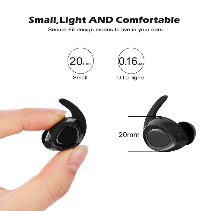 Mini Wireless Bluetooth Twins Earbuds Mic True Bass Stereo In-Ear TWS Earphones