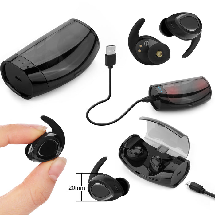 Mini Wireless Bluetooth Twins Earbuds Mic True Bass Stereo In-Ear TWS Earphones