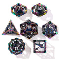 Miniature Rainbow Dragon Metal RPG Dice Set | 7 Pieces