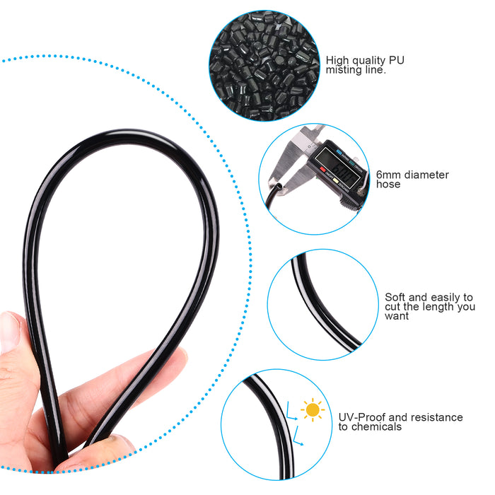 Misting Cooling System 65.6Ft Hose Line + 23 T-Joint Nozzles Water Sprayer for Lawn Garden Patio