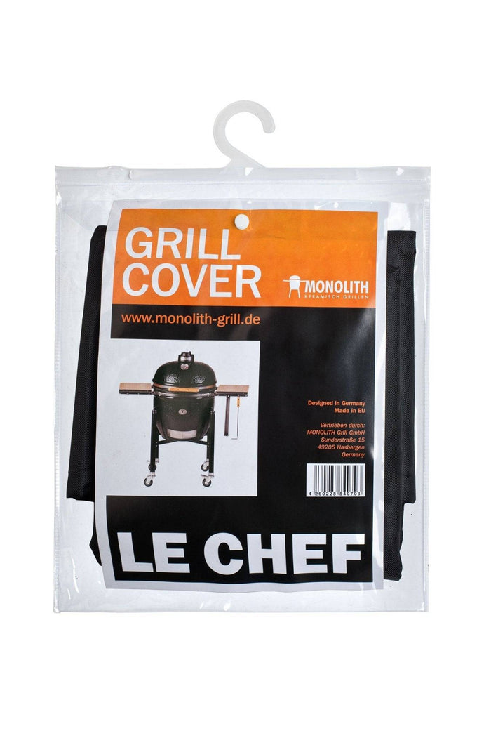 Monolith grill cover packaging with logo and product image for outdoor grill protection