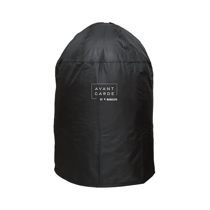 Black Monolith grill cover with Avantgarde logo for outdoor use